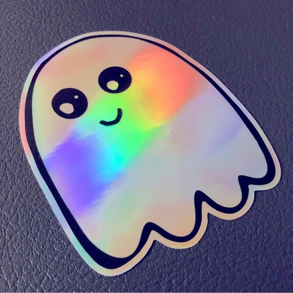 🍒 5/$25 🍒 Large Holographic Ghost Sticker | Vinyl - Picture 1 of 6